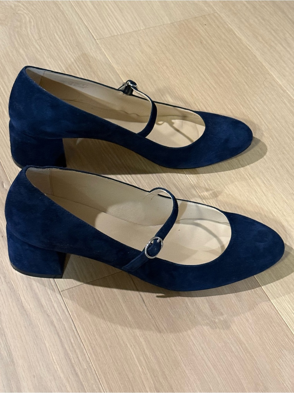 Stuart Weitzman Navy Mary Jane Block Heel Pumps Size 11